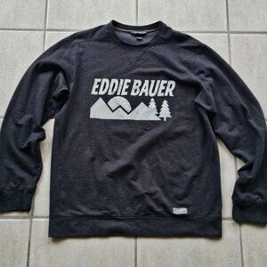 Mens Eddie Bauer Signature Fleece Sweatshirt Sweater Tall Large TL Gray